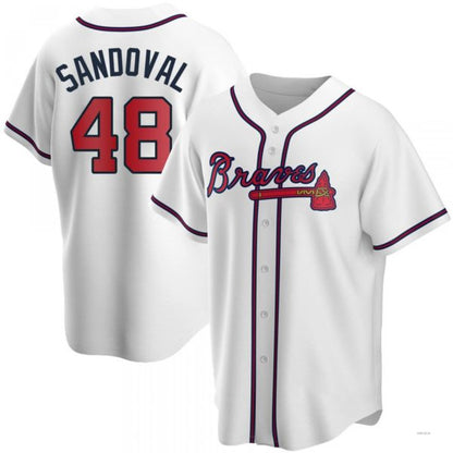 Atlanta Braves #48 Pablo Sandoval White Home Jersey Stitches Baseball Jerseys - Main View