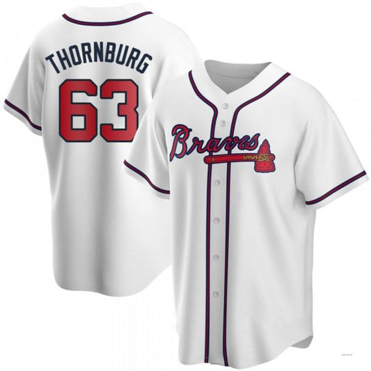 Atlanta Braves #63 Tyler Thornburg White Home Jersey Stitches Baseball Jerseys - Main View