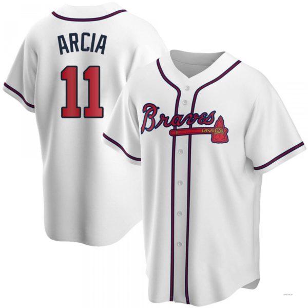 Atlanta Braves #11 Orlando Arcia White Home Jersey Stitches Baseball Jerseys - Main View