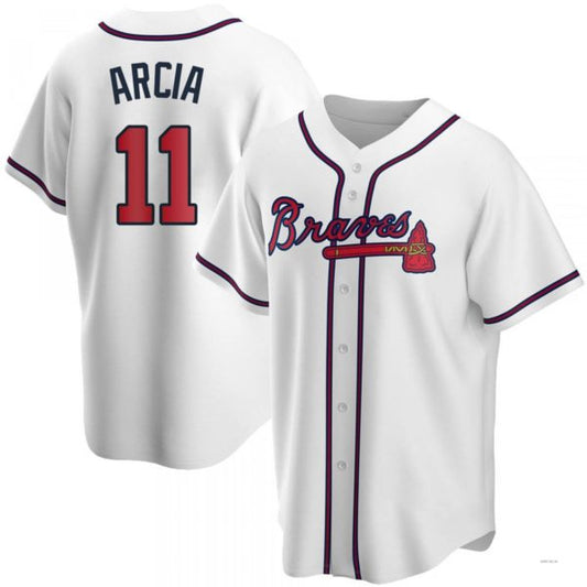 Atlanta Braves #11 Orlando Arcia White Home Jersey Stitches Baseball Jerseys - Main View
