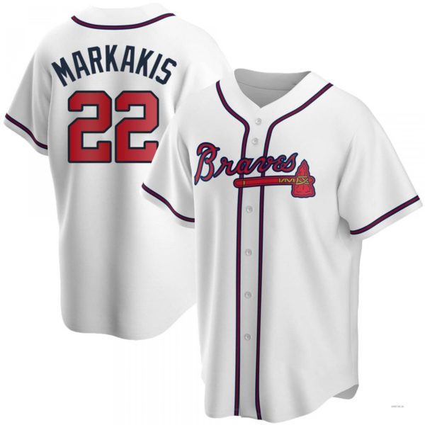 Atlanta Braves #22 Nick Markakis White Home Jersey Stitches Baseball Jerseys - Main View