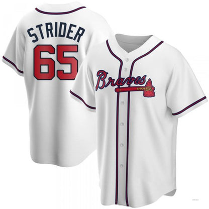 Atlanta Braves #65 Spencer Strider White Home Jersey Stitches Baseball Jerseys - Main View