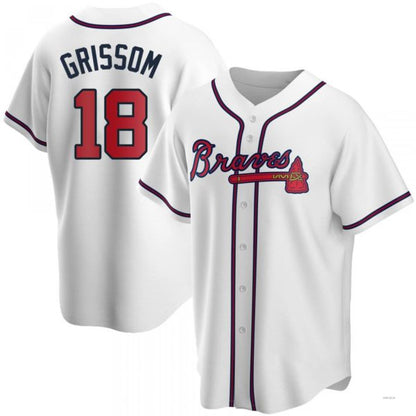 Atlanta Braves #18 Vaughn Grissom White Home Jersey Stitches Baseball Jerseys - Main View