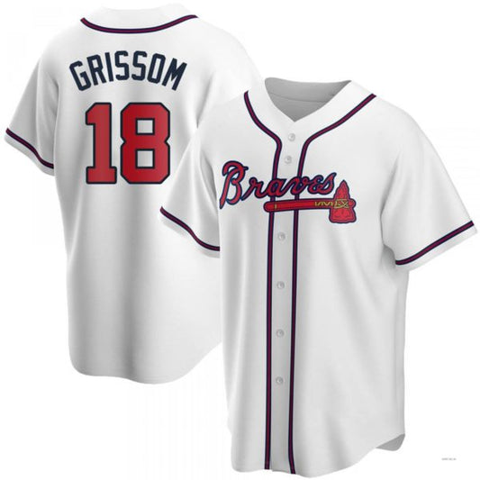 Atlanta Braves #18 Vaughn Grissom White Home Jersey Stitches Baseball Jerseys - Main View