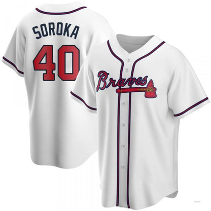 Atlanta Braves #40 Mike Soroka White Home Jersey Stitches Baseball Jerseys - Main View