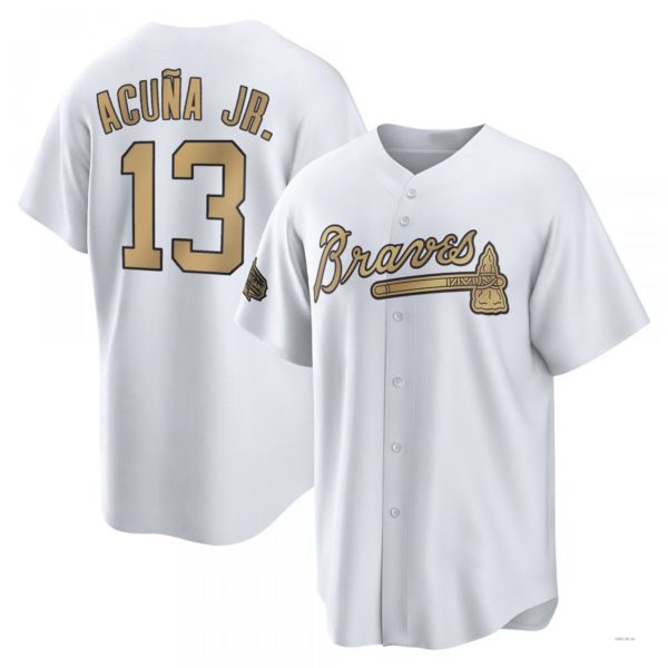 Atlanta Braves #13 Ronald Acuna Jr. White Replica 2022 All-Star Jersey Stitches Baseball Jerseys - Main View