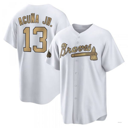 Atlanta Braves #13 Ronald Acuna Jr. White Replica 2022 All-Star Jersey Stitches Baseball Jerseys - Main View