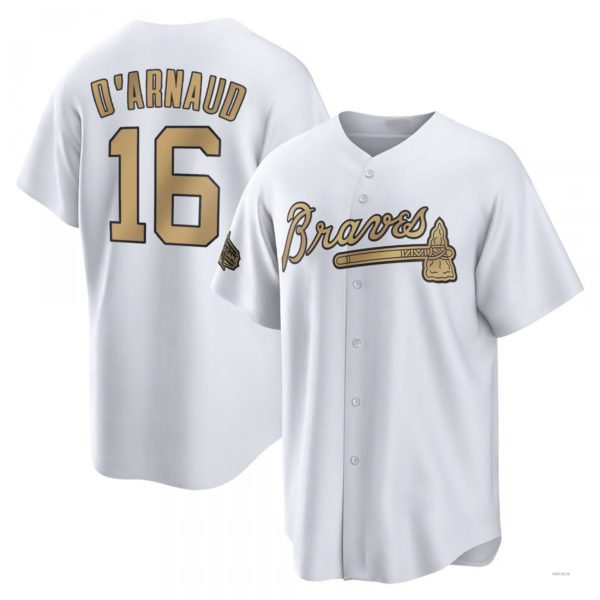 Atlanta Braves #16 Travis d¡¯Arnaud White Replica 2022 All-Star Jersey Stitches Baseball Jerseys - Main View