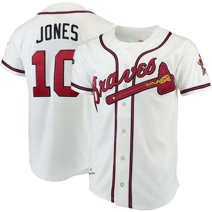 Atlanta Braves #10 Chipper Jones Mitchell & Ness Authentic Jersey - White Stitched Baseball Jersey - Main View