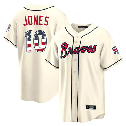 Atlanta Braves #10 Chipper Jones Player Cream USA 250 Fourth Of July Limited Home Game Stitched Baseball Jersey - Main View
