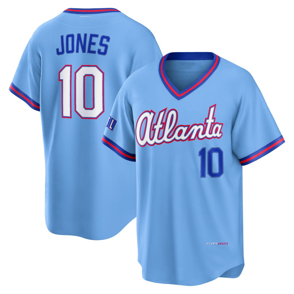 Atlanta Braves #10 Chipper Jones Powder Blue 2026 City Connect Stadium Stitched Baseball Jersey - Main View