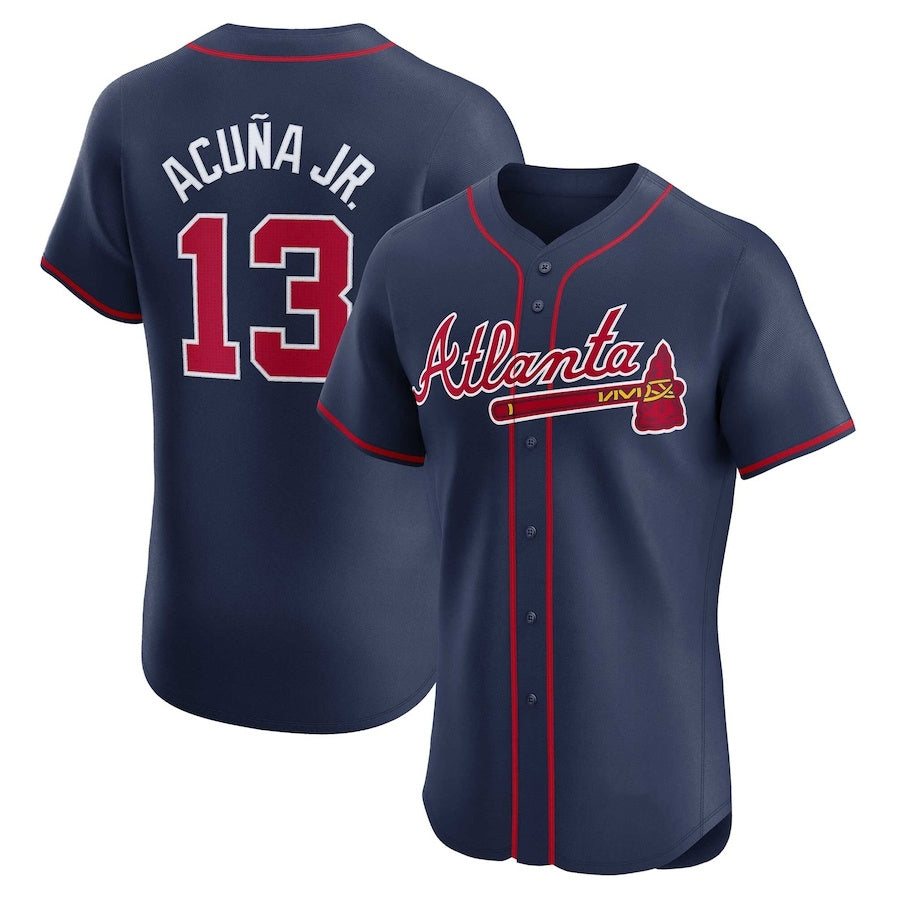 Atlanta Braves #13 Ronald Acuña Jr. Alternate Elite Player Jersey - Navy Baseball Jerseys - Main View