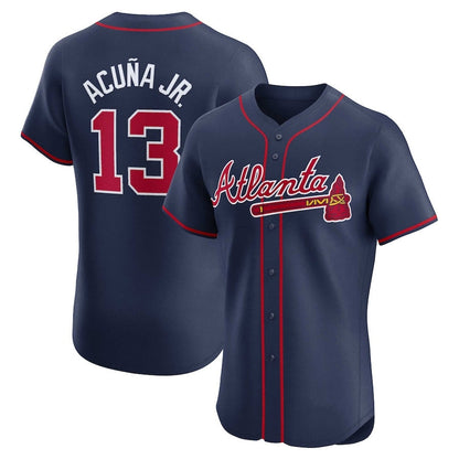 Atlanta Braves #13 Ronald Acuña Jr. Alternate Elite Player Jersey - Navy Baseball Jerseys - Main View
