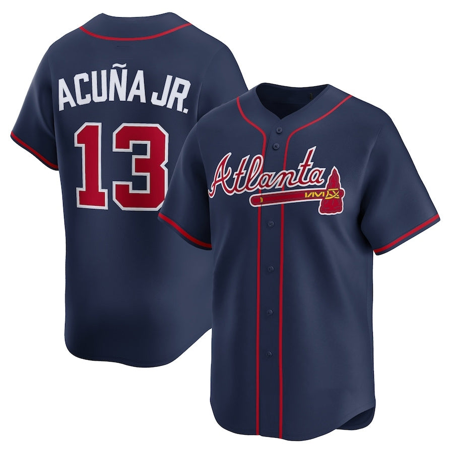 Atlanta Braves #13 Ronald Acuña Jr. Alternate Limited Jersey - Navy Baseball Jerseys - Main View