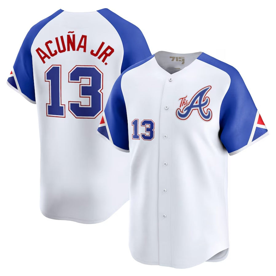 Atlanta Braves #13 Ronald Acuña Jr. City Connect Limited Jersey - White Baseball Jerseys - Main View
