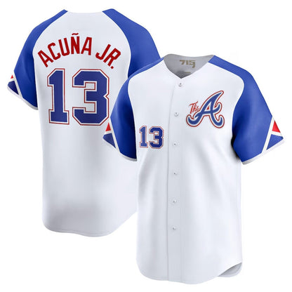 Atlanta Braves #13 Ronald Acuña Jr. City Connect Limited Jersey - White Baseball Jerseys - Main View