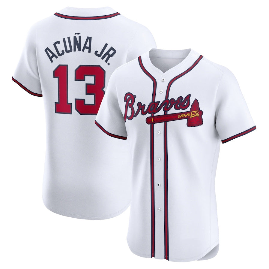 Atlanta Braves #13 Ronald Acuña Jr. Home Elite Jersey - White Baseball Jerseys - Main View