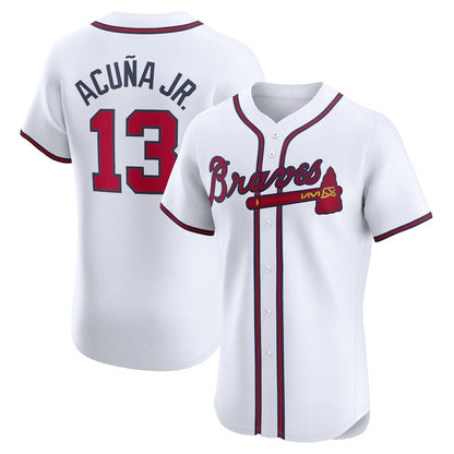 Atlanta Braves #13 Ronald Acuña Jr. Home Elite Jersey - White Baseball Jerseys - Main View