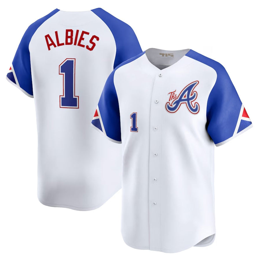 Atlanta Braves #1 Ozzie Albies City Connect Limited Jersey - White Baseball Jerseys - Main View