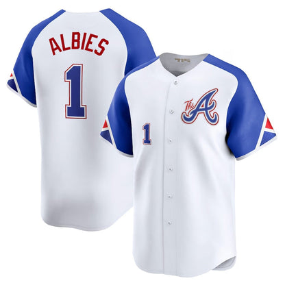 Atlanta Braves #1 Ozzie Albies City Connect Limited Jersey - White Baseball Jerseys - Main View