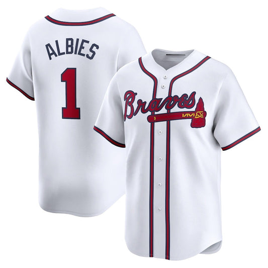 Atlanta Braves #1 Ozzie Albies Home Limited Player Jersey - White Baseball Jerseys - Main View