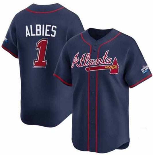 Atlanta Braves #1 Ozzie Albies Navy 2025 Speedway Classic Alternate Limited Stitched Baseball Jersey - Main View