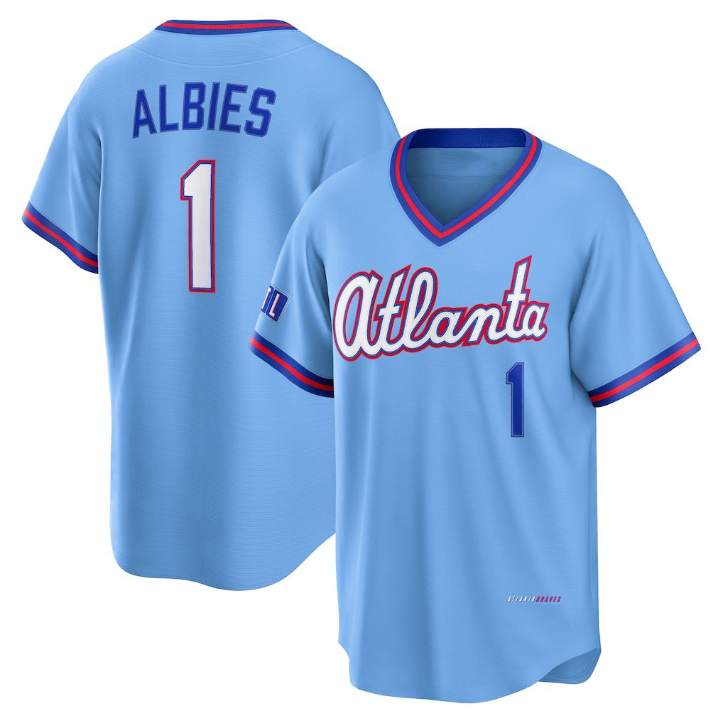 Atlanta Braves #1 Ozzie Albies Powder Blue 2026 City Connect Stadium Stitched Baseball Jersey - Main View