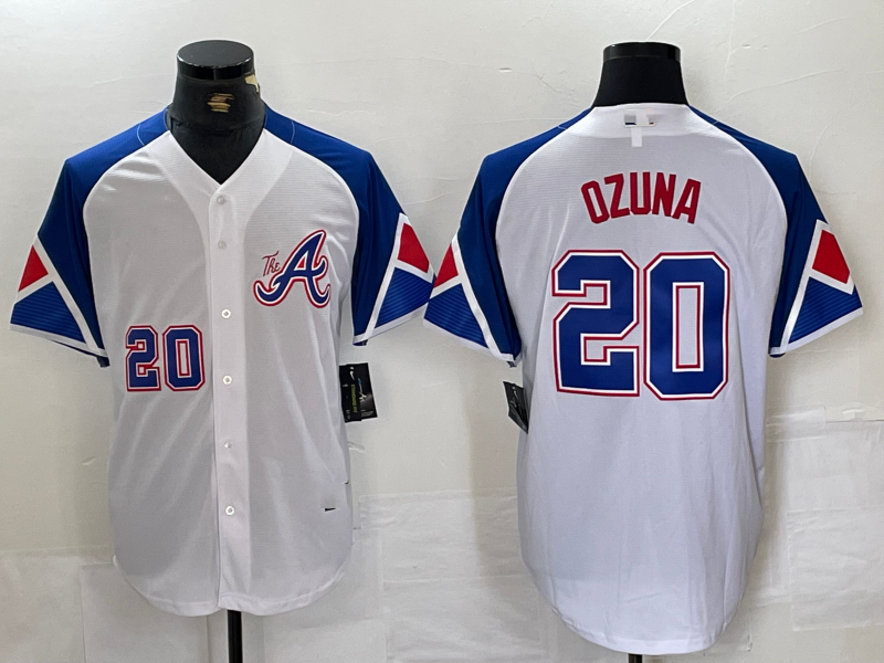 Atlanta Braves #20 Marcell Ozuna Number White 2023 City Connect Flex Base Stitched Baseball Jerseys - Main View