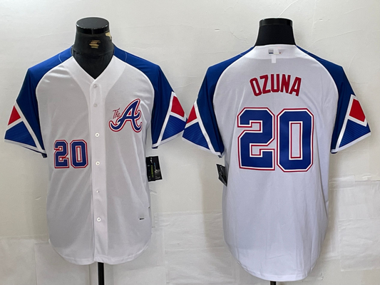 Atlanta Braves #20 Marcell Ozuna Number White 2023 City Connect Flex Base Stitched Baseball Jerseys - Main View