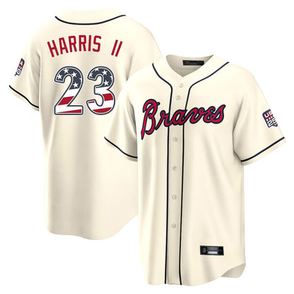 Atlanta Braves #23 Michael Harris II Player Cream USA 250 Fourth Of July Limited Home Game Stitched Baseball Jersey - Main View