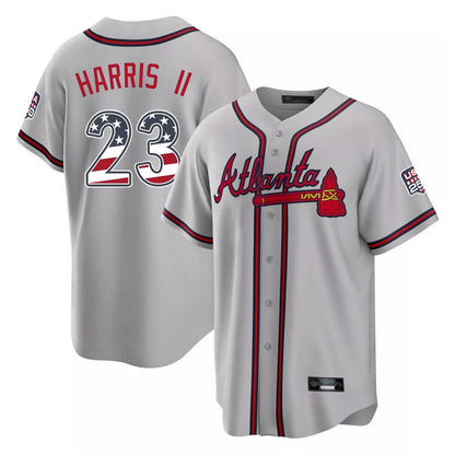 Atlanta Braves #23 Michael Harris II Player Gray USA 250 Fourth Of July Limited Home Game Stitched Baseball Jersey - Main View