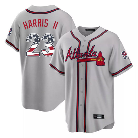 Atlanta Braves #23 Michael Harris II Player Gray USA 250 Fourth Of July Limited Home Game Stitched Baseball Jersey - Main View
