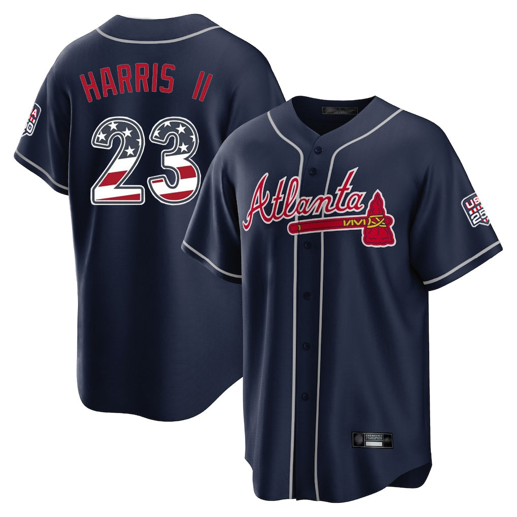Atlanta Braves #23 Michael Harris II Player Navy USA 250 Fourth Of July Limited Home Game Stitched Baseball Jersey - Main View