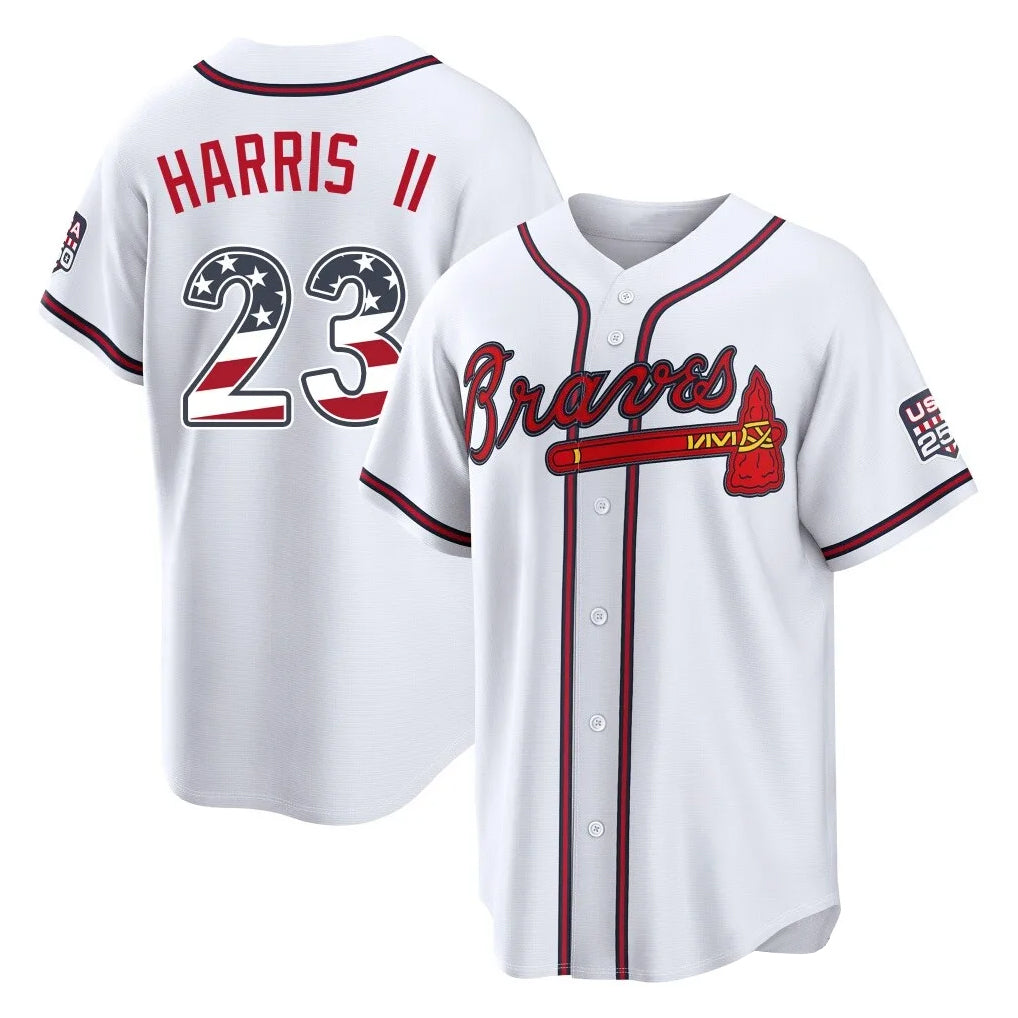 Atlanta Braves #23 Michael Harris II Player White USA 250 Fourth Of July Limited Home Game Stitched Baseball Jersey - Main View