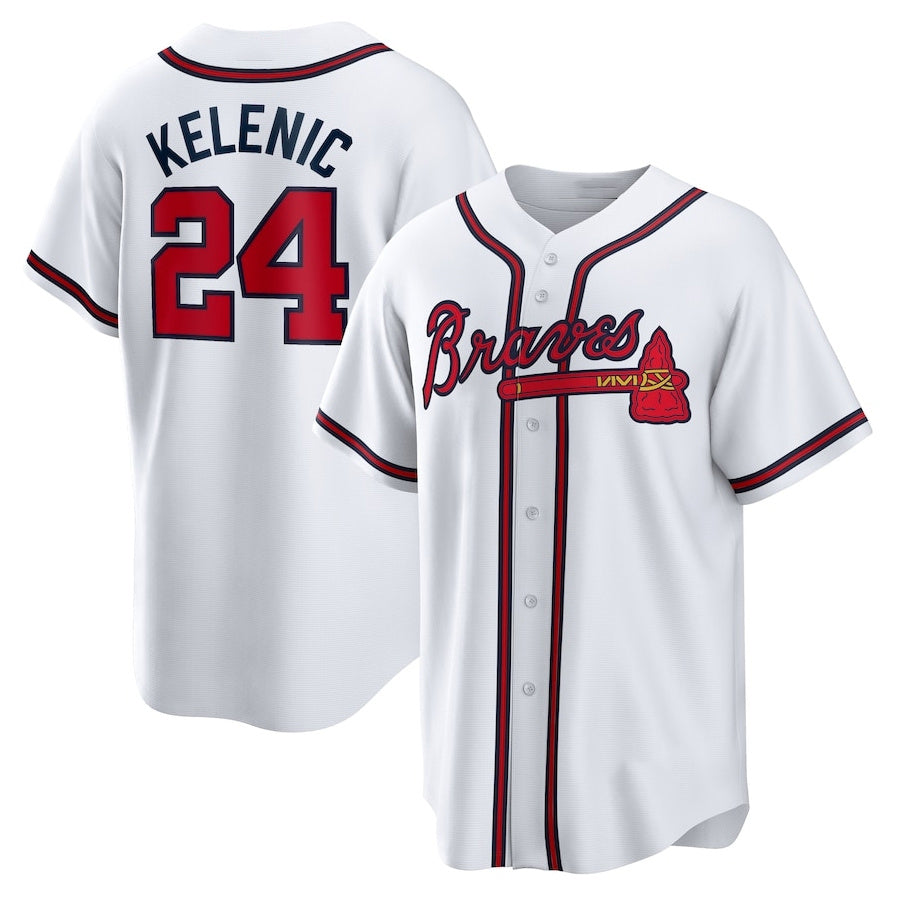 Atlanta Braves #24 Jarred Kelenic Home Replica Jersey - White Baseball Jerseys - Main View