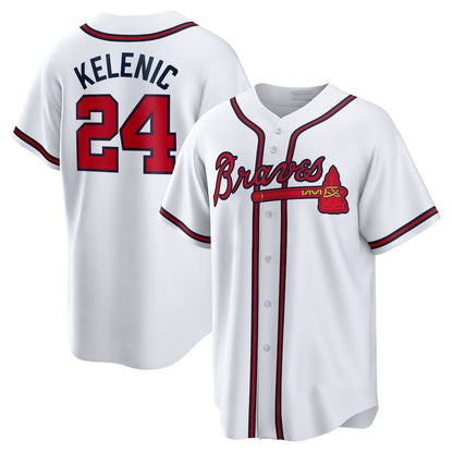 Atlanta Braves #24 Jarred Kelenic Home Replica Jersey - White Baseball Jerseys - Main View