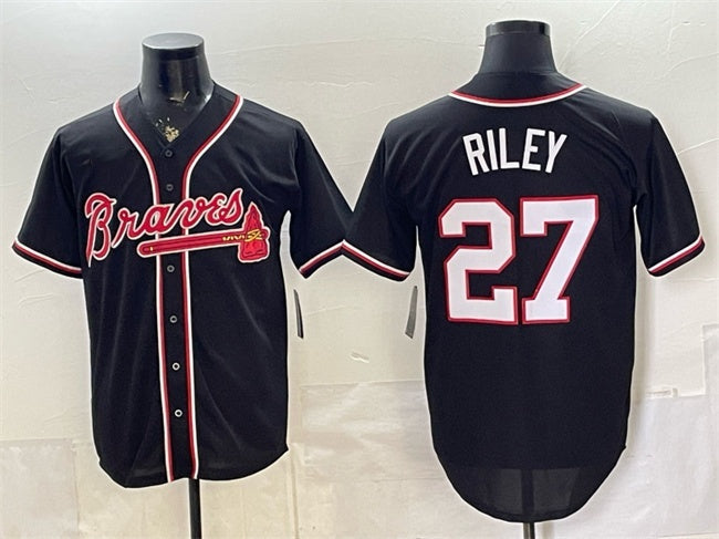 Atlanta Braves #27 Austin Riley 2026 Fashion Replica Black Out Stitched Jersey - Main View