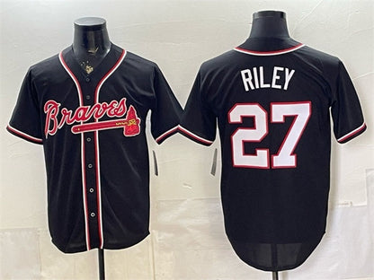 Atlanta Braves #27 Austin Riley 2026 Fashion Replica Black Out Stitched Jersey - Main View