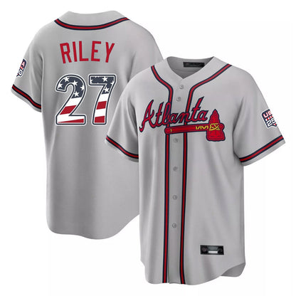 Atlanta Braves #27 Austin Riley Player Gray USA 250 Fourth Of July Limited Home Game Stitched Baseball Jersey - Main View