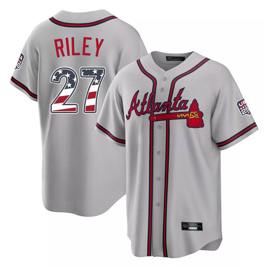Atlanta Braves #27 Austin Riley Player Gray USA 250 Fourth Of July Limited Home Game Stitched Baseball Jersey - Main View