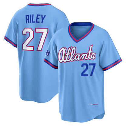 Atlanta Braves #27 Austin Riley Powder Blue 2026 City Connect Stadium Stitched Baseball Jersey - Main View