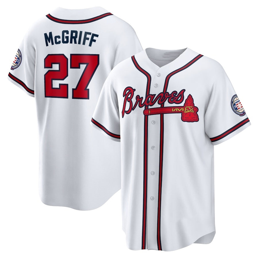 Atlanta Braves #27 Fred McGriff 2023 Hall of Fame Patch Inline Replica Jersey - White Baseball Jerseys - Main View