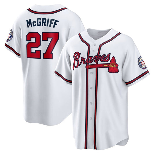 Atlanta Braves #27 Fred McGriff 2023 Hall of Fame Patch Inline Replica Jersey - White Baseball Jerseys - Main View