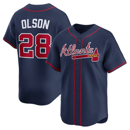 Atlanta Braves #28 Matt Olson Alternate Limited Jersey - Navy Baseball Jerseys - Main View