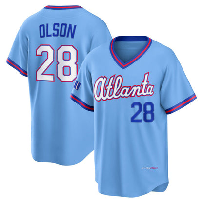 Atlanta Braves #28 Matt Olson Powder Blue 2026 City Connect Stadium Stitched Baseball Jersey - Main View