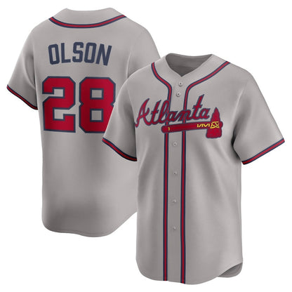 Atlanta Braves #28 Matt Olson Road Limited Player Jersey - Gray Baseball Jerseys - Main View