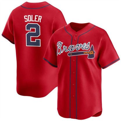 Atlanta Braves #2 Jorge Soler Red 2024 Alternate Limited Stitched Baseball Jersey - Main View