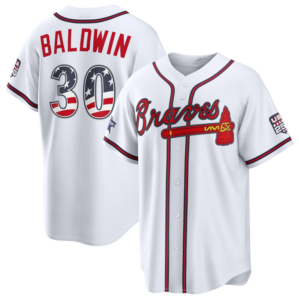 Atlanta Braves #30 Drake Baldwin 2026 All-Star Edition Stars & Stripes White Stadium Baseball Jersey - Main View