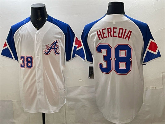 Atlanta Braves #38 Guillermo Heredia White 2023 City Connect Cool Base Stitched Baseball Jersey - Main View