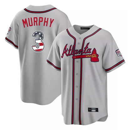 Atlanta Braves #3 Dale Murphy Player Gray USA 250 Fourth Of July Limited Home Game Stitched Baseball Jersey - Main View